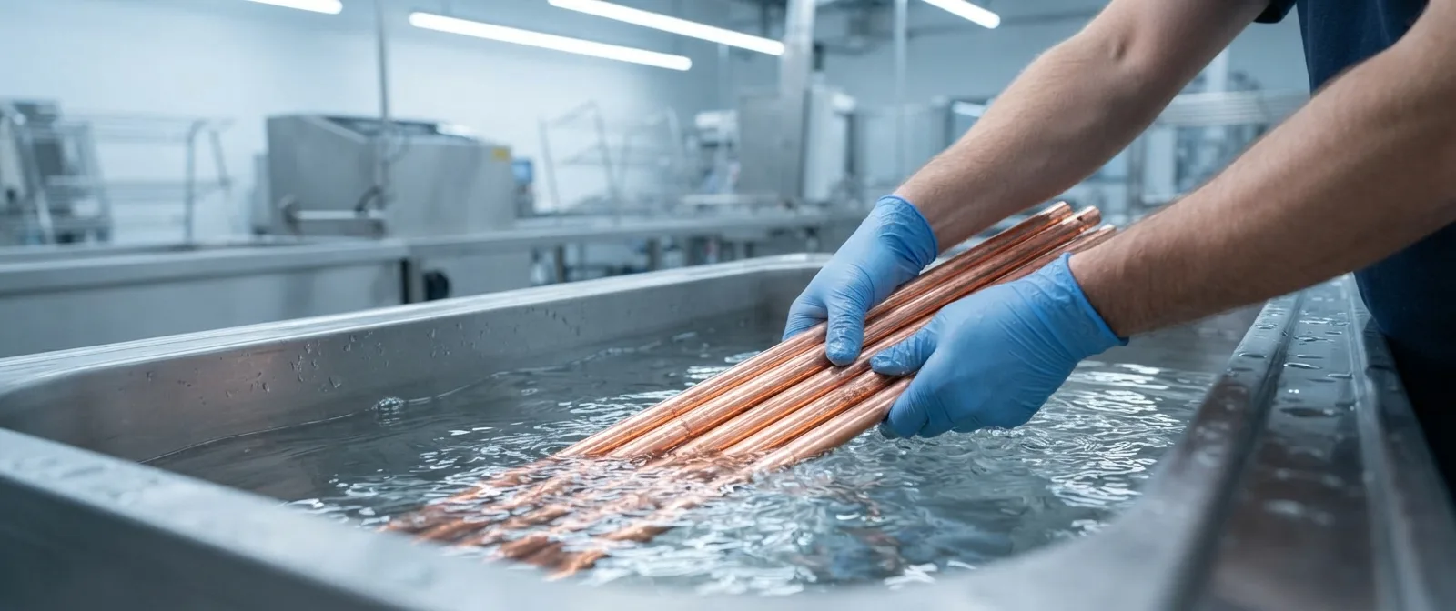 Degreasing and deionized-water rinse station ahead of vacuum brazing