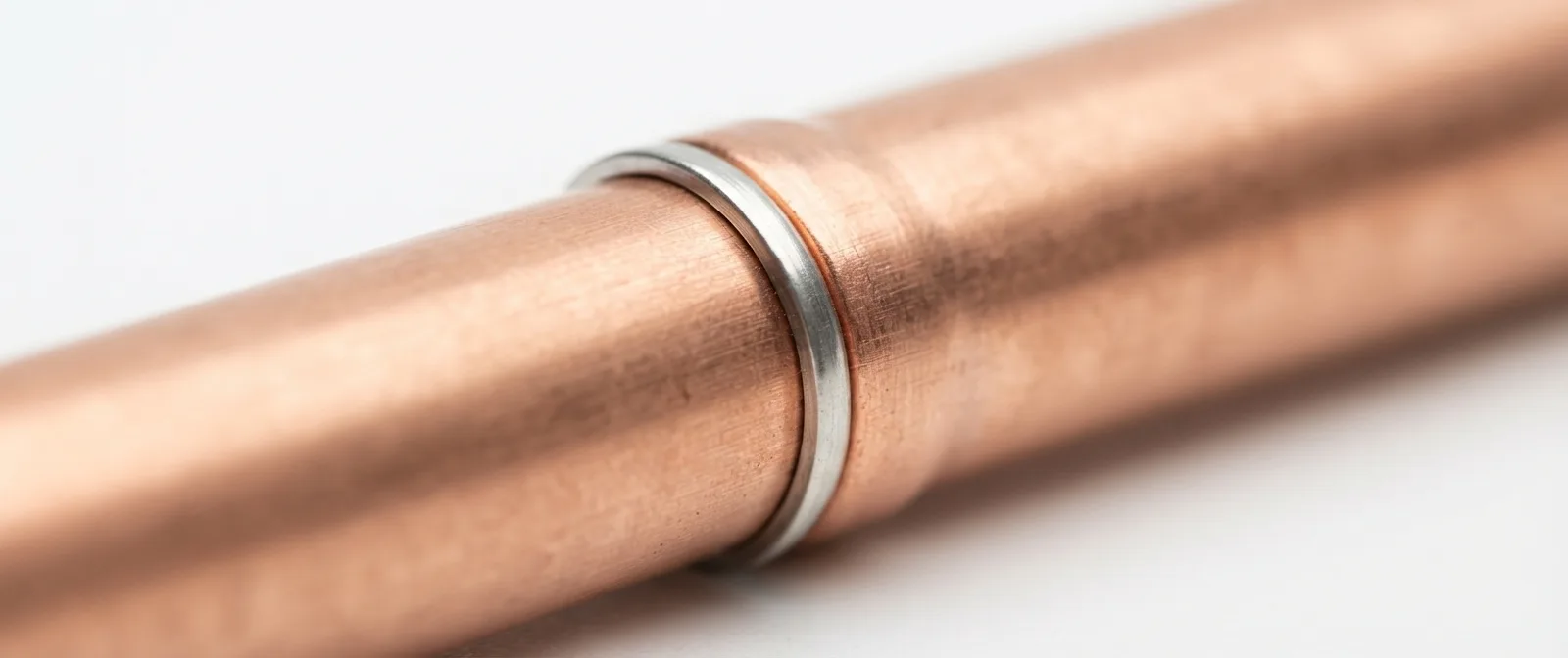 Preformed silver and copper-phosphorus brazing rings seated on an OFHC copper joint