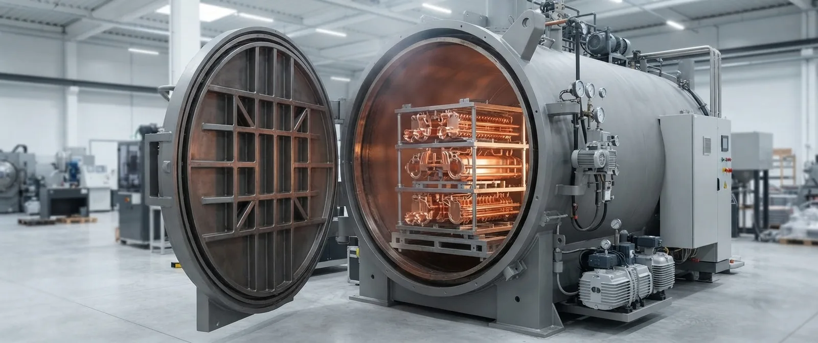Vacuum brazing furnace cycle: ramp, soak and controlled cool-down for OFHC copper