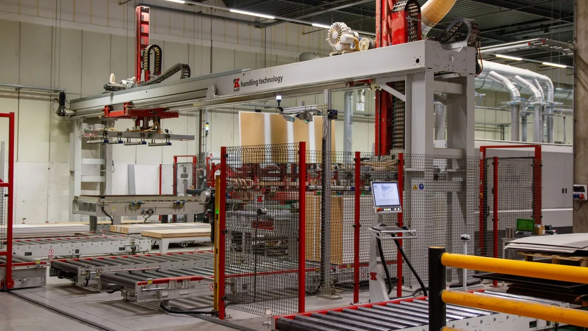An automated conveyor system running through a production hall